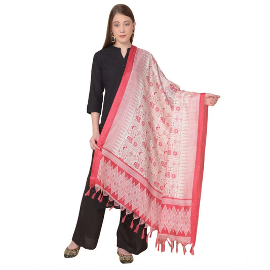 pkrkart Women's Art Silk Printed Dupatta (Red, Length: 2.25 to 2.50 Mtr)