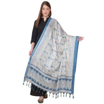 pkrkart Women's Art Silk Printed Dupatta (Turquoise, Length: 2.25 to 2.50 Mtr)