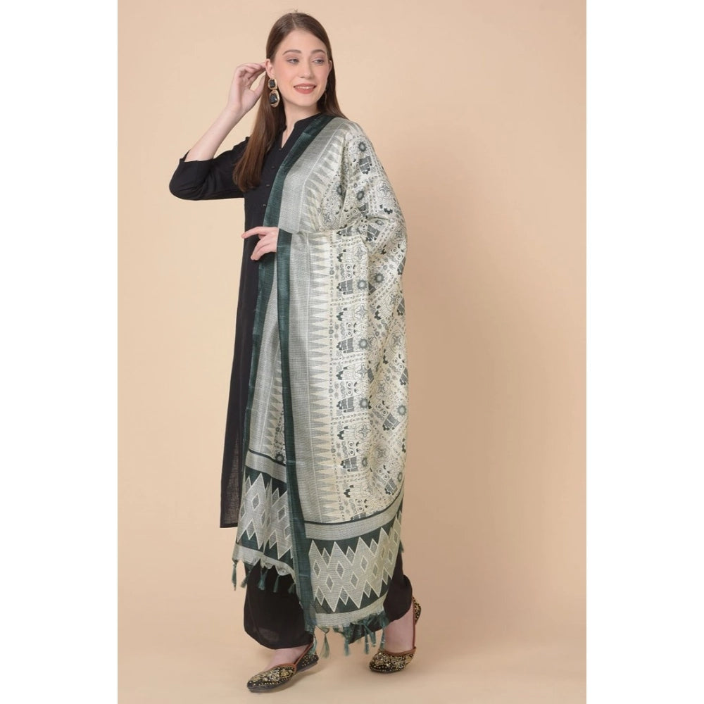pkrkart Women's Art Silk Printed Dupatta (Grey, Length: 2.25 to 2.50 Mtr)