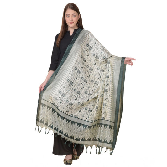 pkrkart Women's Art Silk Printed Dupatta (Grey, Length: 2.25 to 2.50 Mtr)