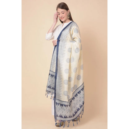 pkrkart Women's Art Silk Printed Dupatta (Blue, Length: 2.25 to 2.50 Mtr)