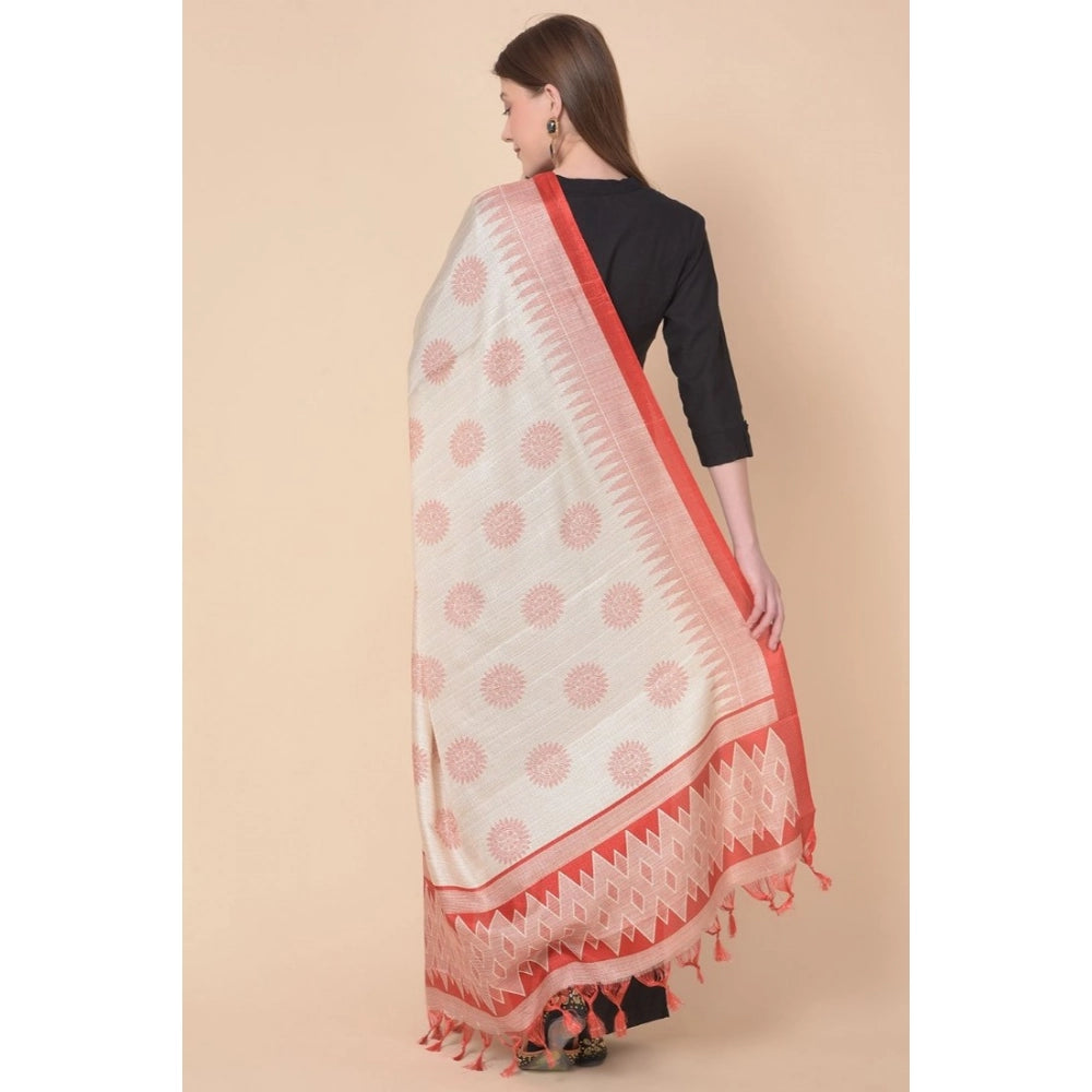 pkrkart Women's Art Silk Printed Dupatta (Red, Length: 2.25 to 2.50 Mtr)
