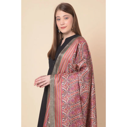 pkrkart Women's Art Silk Printed Dupatta (Grey, Length: 2.25 to 2.50 Mtr)