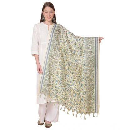 pkrkart Women's Art Silk Printed Dupatta (Off White, Length: 2.25 to 2.50 Mtr)