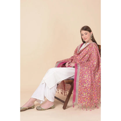 pkrkart Women's Art Silk Printed Dupatta (Pink, Length: 2.25 to 2.50 Mtr)