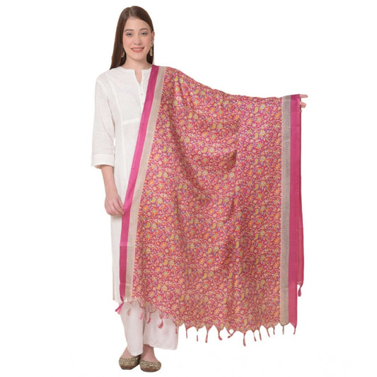 pkrkart Women's Art Silk Printed Dupatta (Pink, Length: 2.25 to 2.50 Mtr)