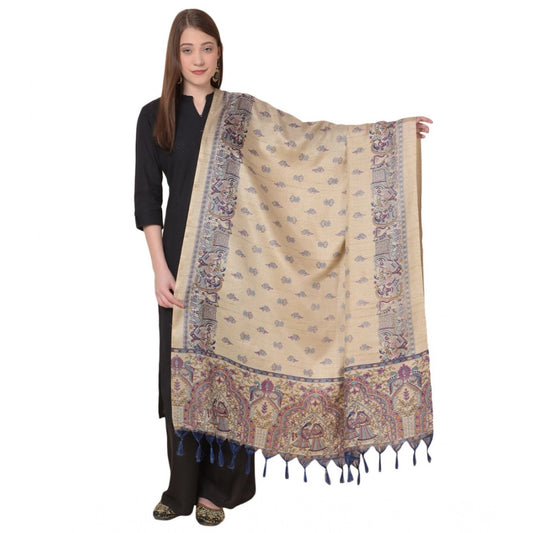 pkrkart Women's Art Silk Printed Dupatta (Gold, Length: 2.25 to 2.50 Mtr)