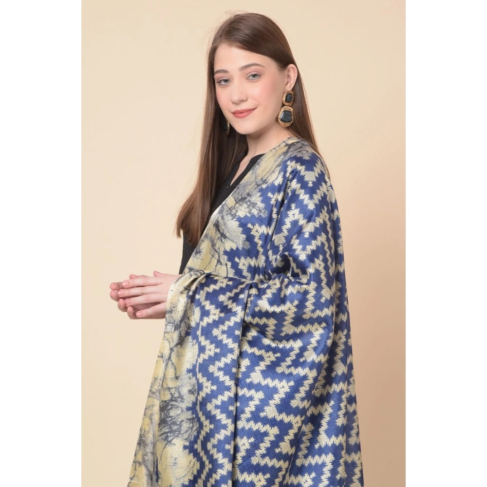 pkrkart Women's Art Silk Printed Dupatta (Blue, Length: 2.25 to 2.50 Mtr)