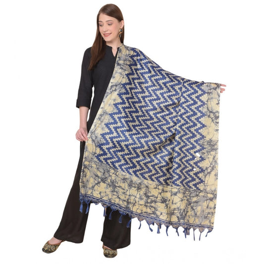 pkrkart Women's Art Silk Printed Dupatta (Blue, Length: 2.25 to 2.50 Mtr)