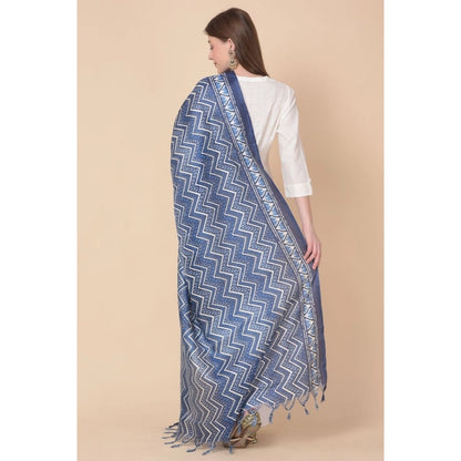 pkrkart Women's Art Silk Printed Dupatta (Blue, Length: 2.25 to 2.50 Mtr)
