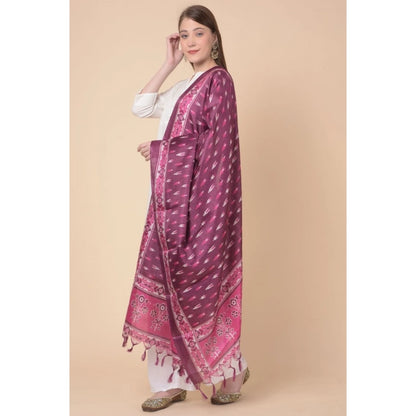 pkrkart Women's Art Silk Printed Dupatta (Purple, Length: 2.25 to 2.50 Mtr)