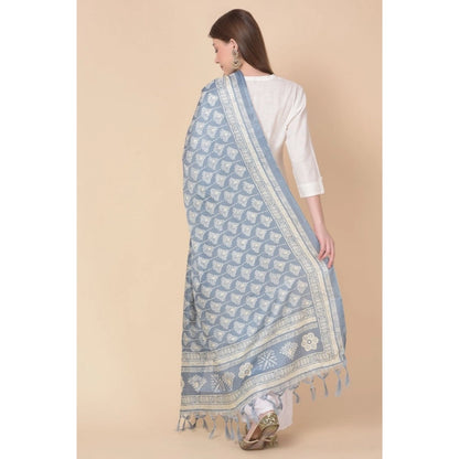 pkrkart Women's Art Silk Printed Dupatta (Grey, Length: 2.25 to 2.50 Mtr)