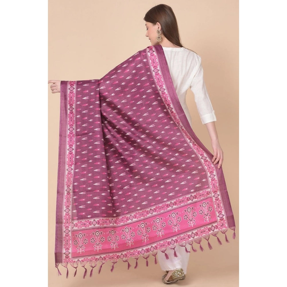 pkrkart Women's Art Silk Printed Dupatta (Purple, Length: 2.25 to 2.50 Mtr)