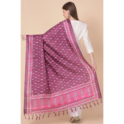pkrkart Women's Art Silk Printed Dupatta (Purple, Length: 2.25 to 2.50 Mtr)