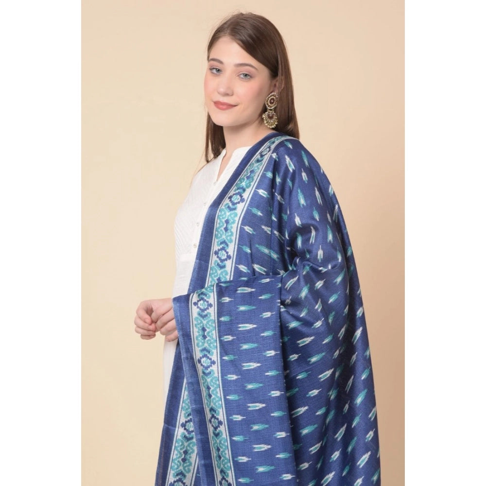 pkrkart Women's Art Silk Printed Dupatta (Blue, Length: 2.25 to 2.50 Mtr)