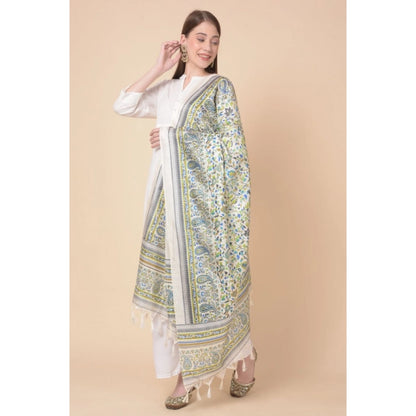 pkrkart Women's Art Silk Printed Dupatta (Grey, Length: 2.25 to 2.50 Mtr)
