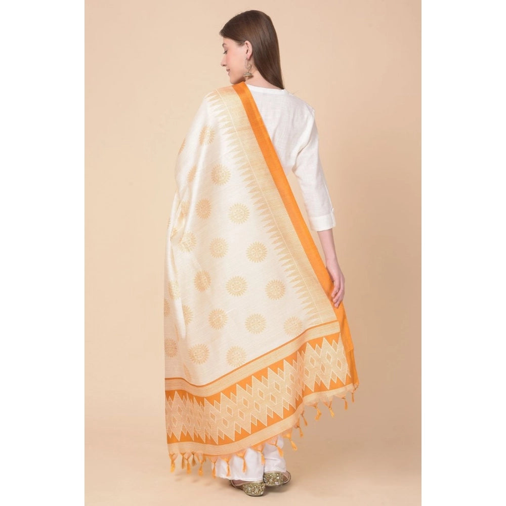 pkrkart Women's Art Silk Printed Dupatta (Orange, Length: 2.25 to 2.50 Mtr)