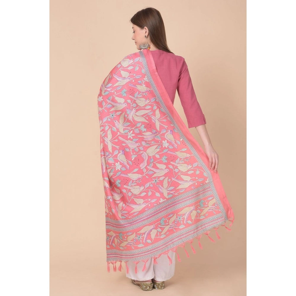 pkrkart Women's Art Silk Printed Dupatta (Pink, Length: 2.25 to 2.50 Mtr)