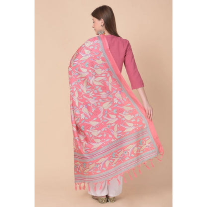 pkrkart Women's Art Silk Printed Dupatta (Pink, Length: 2.25 to 2.50 Mtr)
