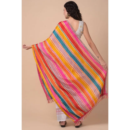 pkrkart Women's Chanderi Printed Dupatta (Multicolor, Length: 2.25 to 2.50 Mtr)