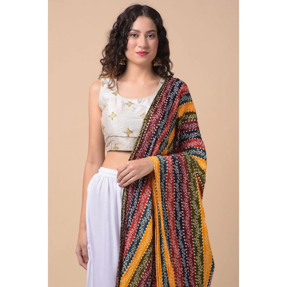 pkrkart Women's Chanderi Printed Dupatta (Multicolor, Length: 2.25 to 2.50 Mtr)