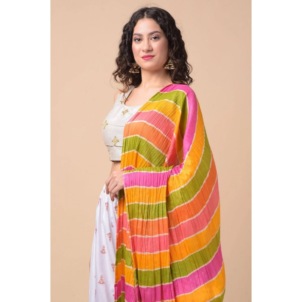 pkrkart Women's Chanderi Printed Dupatta (Multicolor, Length: 2.25 to 2.50 Mtr)
