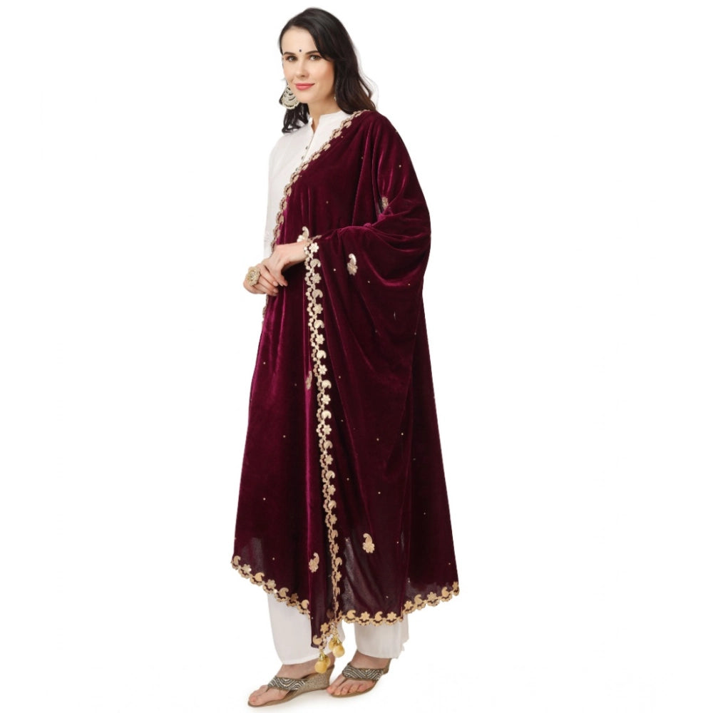 pkrkart Women's Velvet Gotta Patti Dupatta (Purple, Length: 2.25 to 2.50 Mtr)