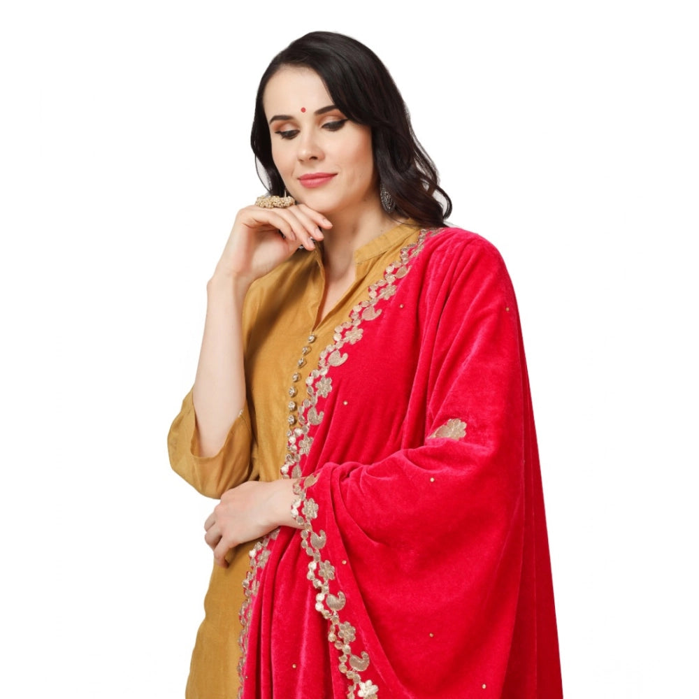 pkrkart Women's Velvet Gotta Patti Dupatta (Pink, Length: 2.25 to 2.50 Mtr)