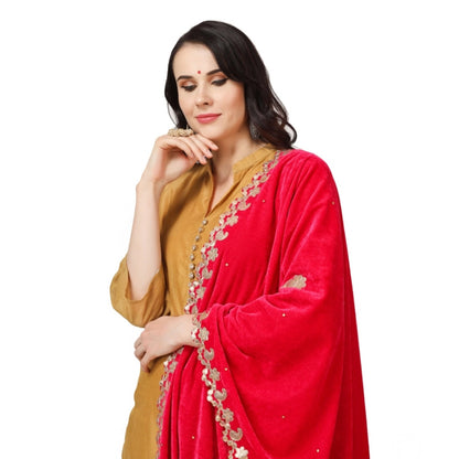pkrkart Women's Velvet Gotta Patti Dupatta (Pink, Length: 2.25 to 2.50 Mtr)