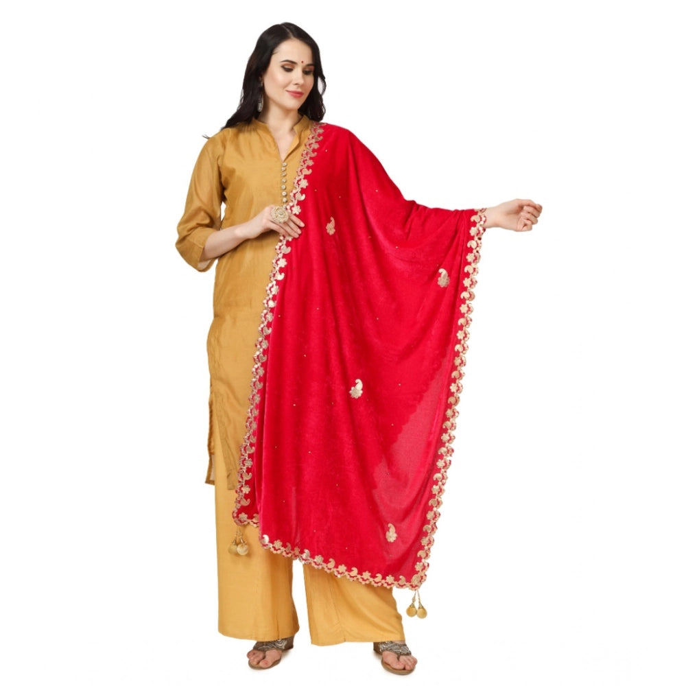 pkrkart Women's Velvet Gotta Patti Dupatta (Pink, Length: 2.25 to 2.50 Mtr)