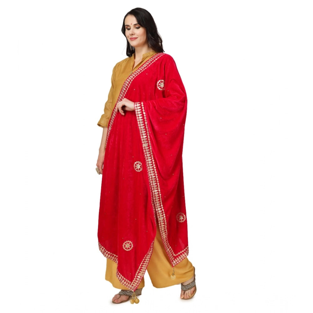 pkrkart Women's Velvet Gotta Patti Dupatta (Pink, Length: 2.25 to 2.50 Mtr)