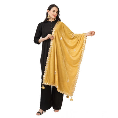pkrkart Women's Velvet Gotta Patti Dupatta (Yellow, Length: 2.25 to 2.50 Mtr)