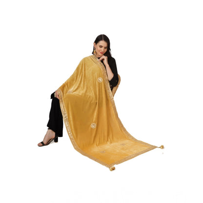 pkrkart Women's Velvet Gotta Patti Dupatta (Yellow, Length: 2.25 to 2.50 Mtr)