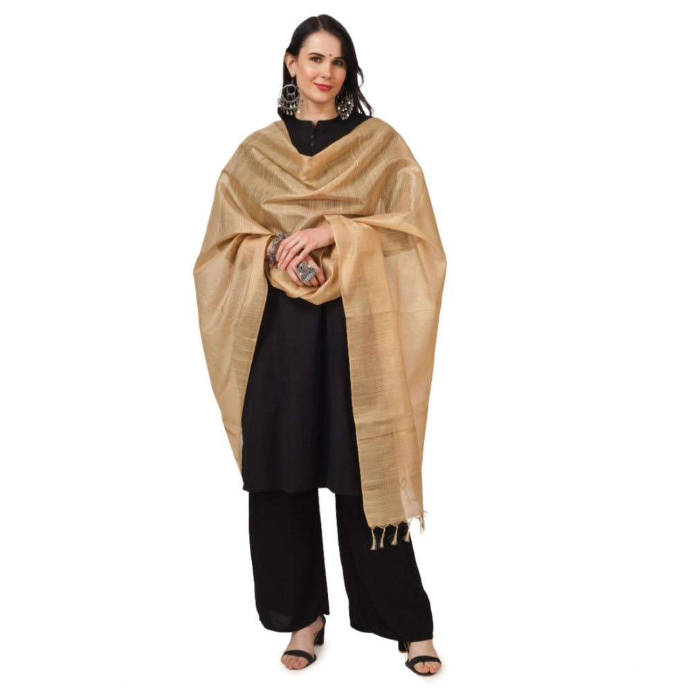 pkrkart Women's Chanderi Solid Dupatta (Gold, Length: 2.25 to 2.50 Mtr)