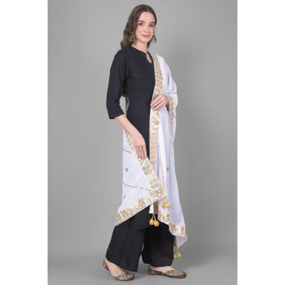 pkrkart Women's Velvet Gotta Patti Dupatta (Off White, Length: 2.25 to 2.50 Mtr)