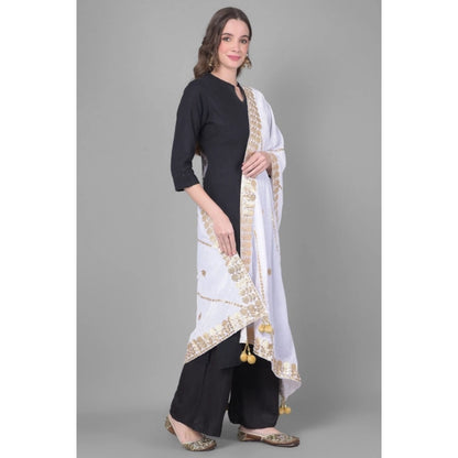 pkrkart Women's Velvet Gotta Patti Dupatta (Off White, Length: 2.25 to 2.50 Mtr)