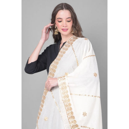 pkrkart Women's Velvet Gotta Patti Dupatta (White, Length: 2.25 to 2.50 Mtr)