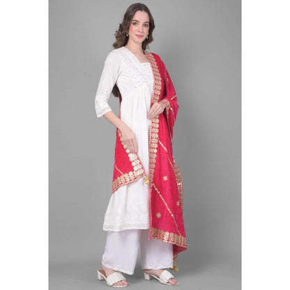 pkrkart Women's Velvet Gotta Patti Dupatta (Pink, Length: 2.25 to 2.50 Mtr)