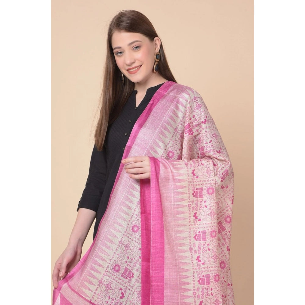pkrkart Women's Art Silk Printed Dupatta (Pink, Length: 2.25 to 2.50 Mtr)