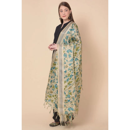 pkrkart Women's Art Silk Printed Dupatta (Gold, Length: 2.25 to 2.50 Mtr)