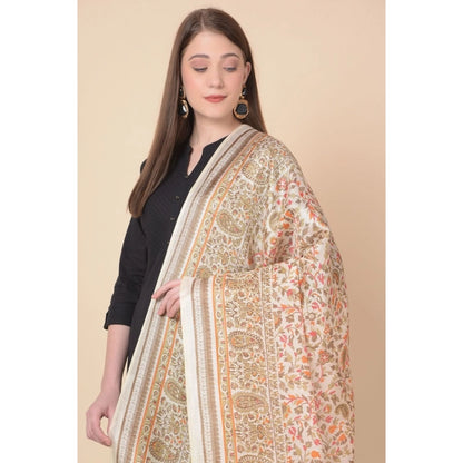 pkrkart Women's Art Silk Printed Dupatta (White, Length: 2.25 to 2.50 Mtr)