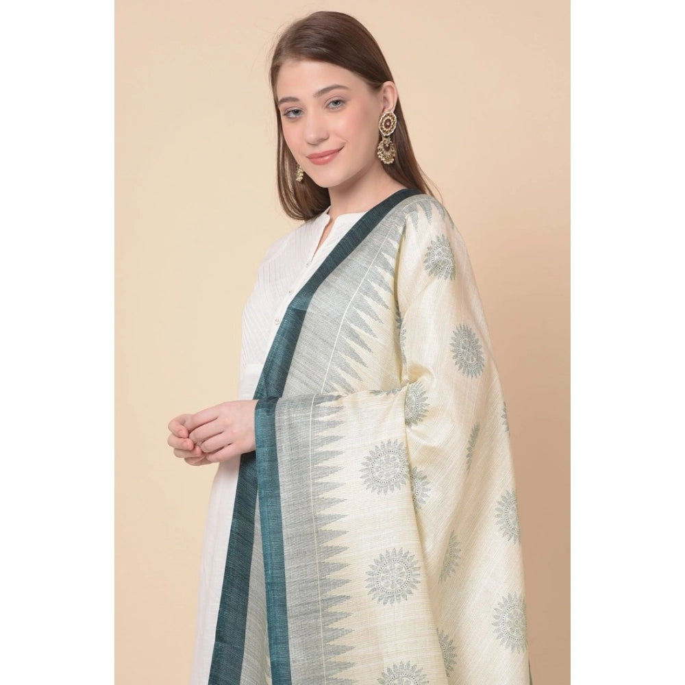 pkrkart Women's Art Silk Printed Dupatta (Grey, Length: 2.25 to 2.50 Mtr)