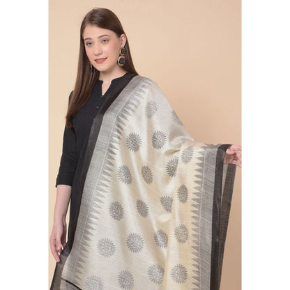 pkrkart Women's Art Silk Printed Dupatta (Black, Length: 2.25 to 2.50 Mtr)