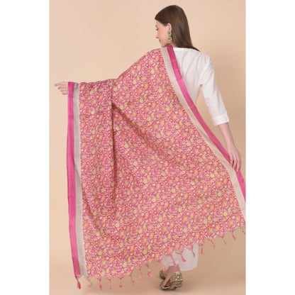 pkrkart Women's Art Silk Printed Dupatta (Pink, Length: 2.25 to 2.50 Mtr)