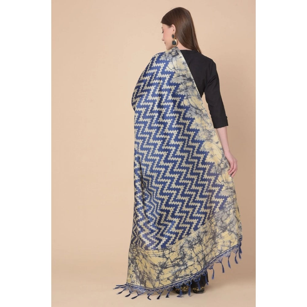 pkrkart Women's Art Silk Printed Dupatta (Blue, Length: 2.25 to 2.50 Mtr)