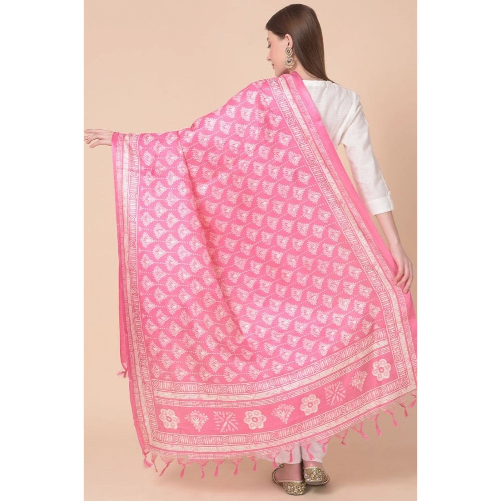 pkrkart Women's Art Silk Printed Dupatta (Pink, Length: 2.25 to 2.50 Mtr)