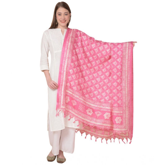 pkrkart Women's Art Silk Printed Dupatta (Pink, Length: 2.25 to 2.50 Mtr)