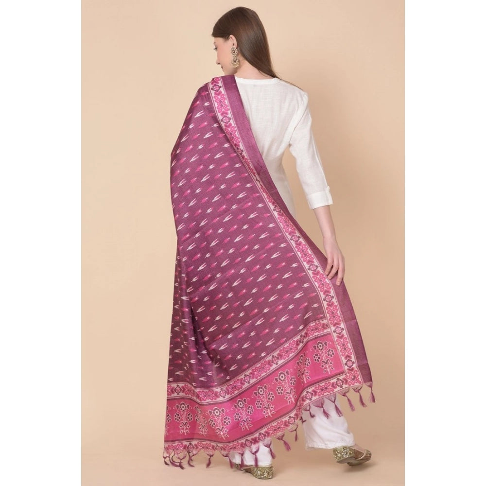 pkrkart Women's Art Silk Printed Dupatta (Purple, Length: 2.25 to 2.50 Mtr)