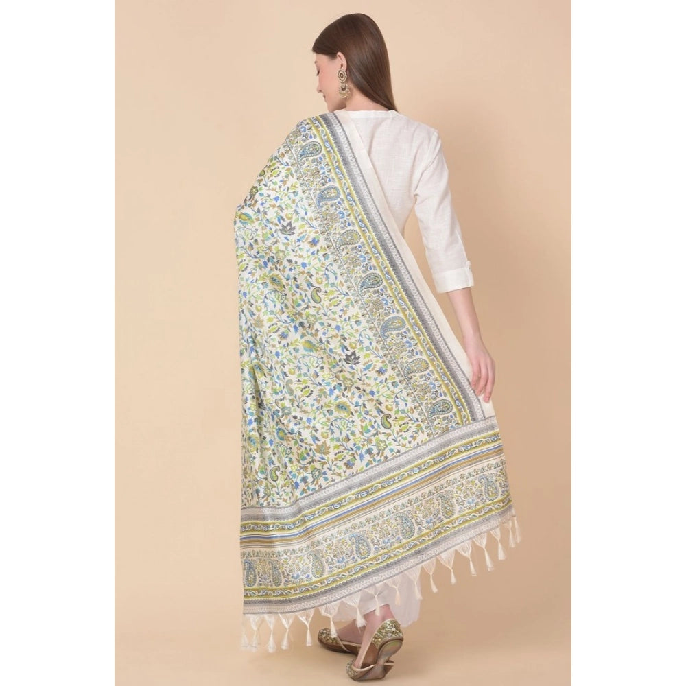 pkrkart Women's Art Silk Printed Dupatta (Grey, Length: 2.25 to 2.50 Mtr)