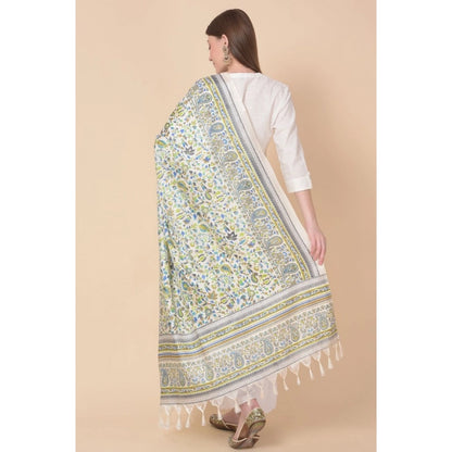 pkrkart Women's Art Silk Printed Dupatta (Grey, Length: 2.25 to 2.50 Mtr)
